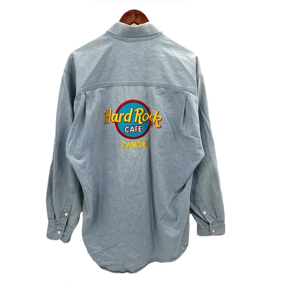 Hard Rock Cafe Other - Vintage Hard Rock Cafe Cancun Denim Button Down Shirt XL